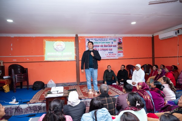 Stress management and motivational training by Ramji Adhikari, central president of the ashram