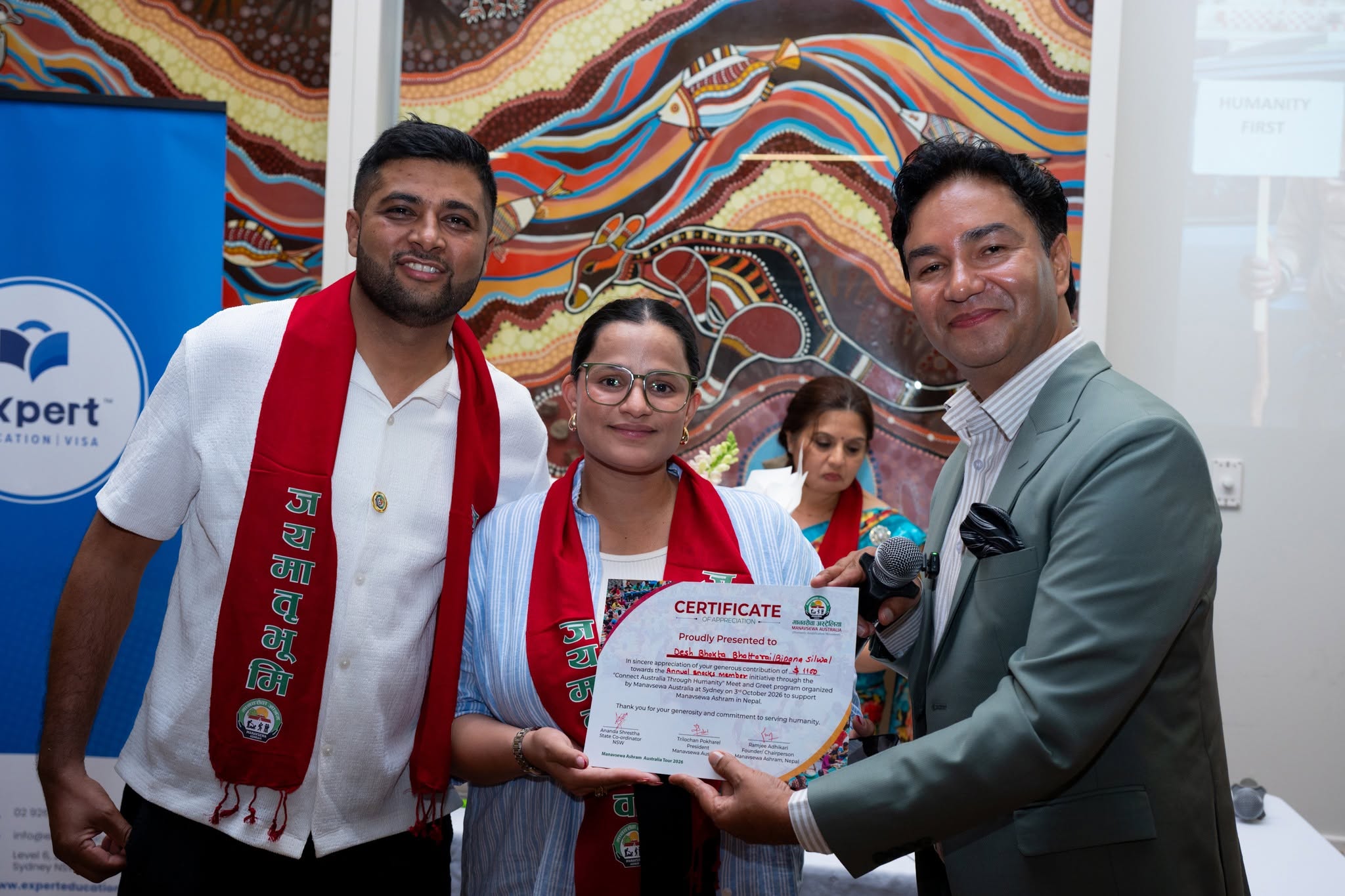 Manavsewa Ashram 'Connect Australia Through Humanity' Campaign: Desh Bhakta Bhattarai and Bipana Silwal Donate Rs. 111,111 for Lifelong Bhojan Sewa